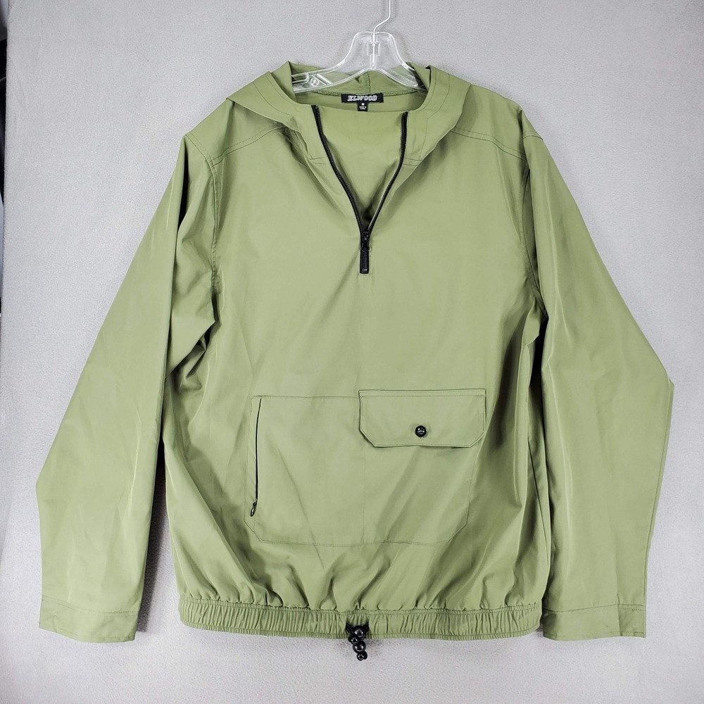 Elwood Anorak Windbreaker Jacket Mens M Olive Green Quarter Zip Hooded Utility